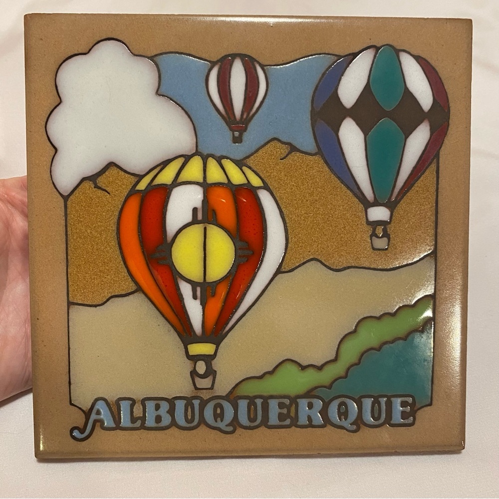 Masterworks Handcrafted Art Tiles Ceramic Trivet Albuquerque Hot Air Balloons